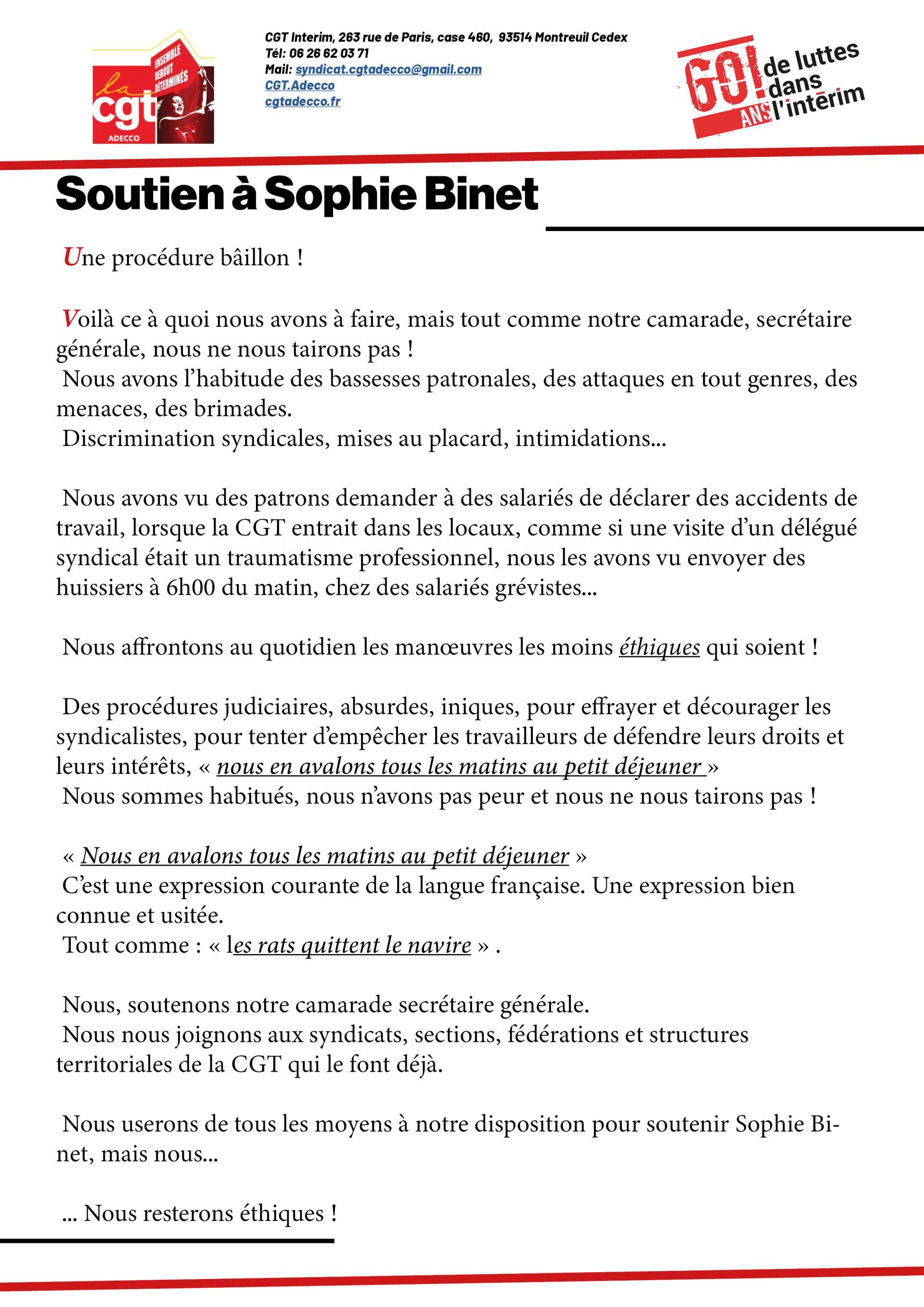 Soutien à Sophie Binet : Nous ne nous tairons pas !