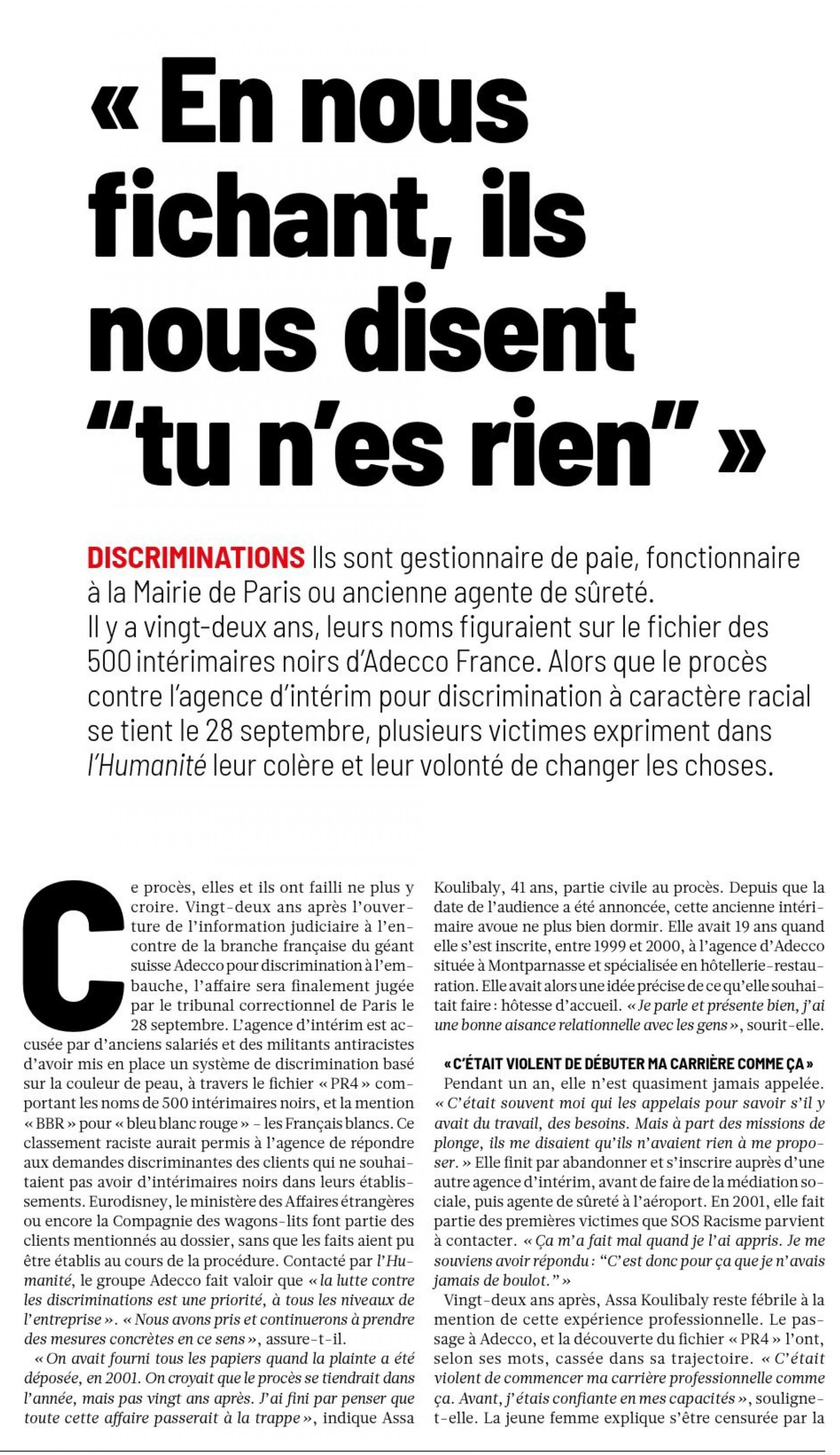 Procès contre Adecco pour Discrimination Raciale : 22 Ans d'Attente pour la Justice