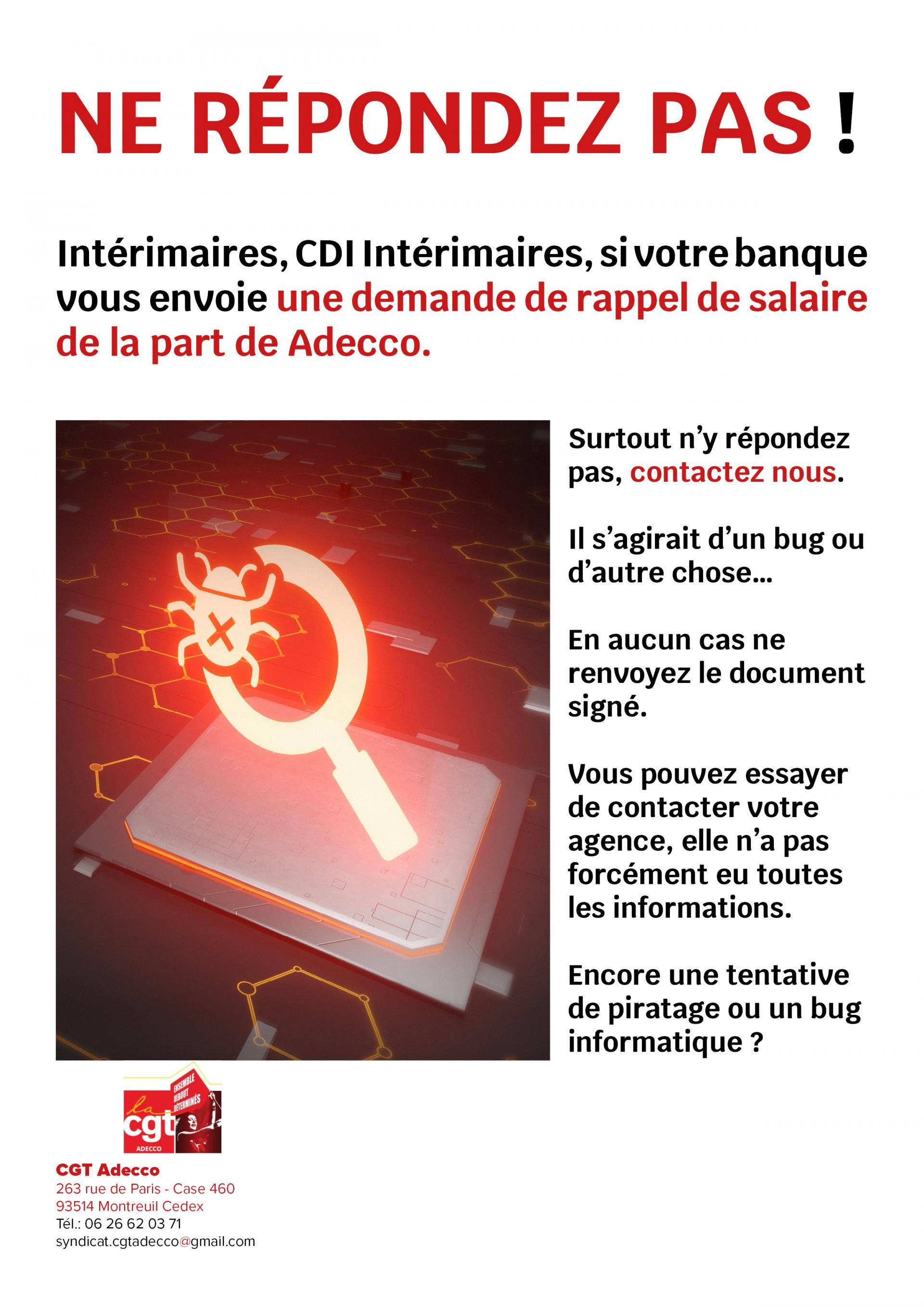 Encore une alerte informatique. Bug ou autre chose, ce n'est pas encore trés clair, mais surtout ne répondez pas à ce mail si vous le recevez.