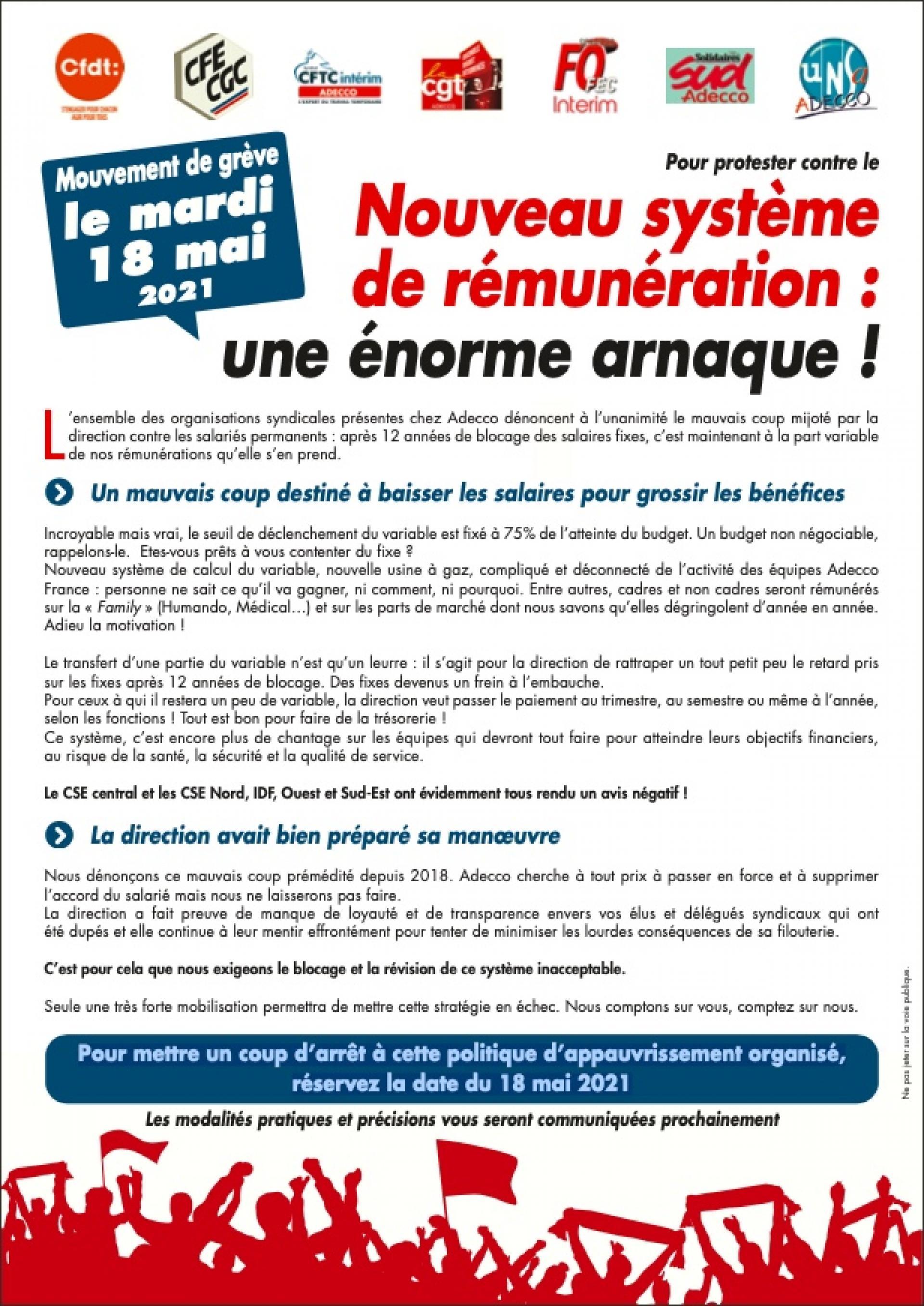 Appel à la grève mardi 18 mai 2021