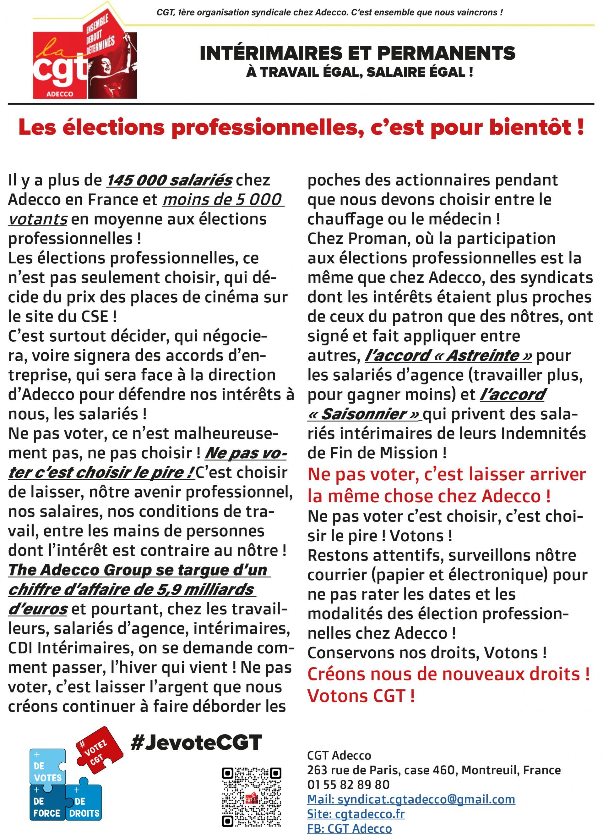 Les élections professionnelles, c'est pour bientôt ! Ne pas voter c’est choisir le pire !