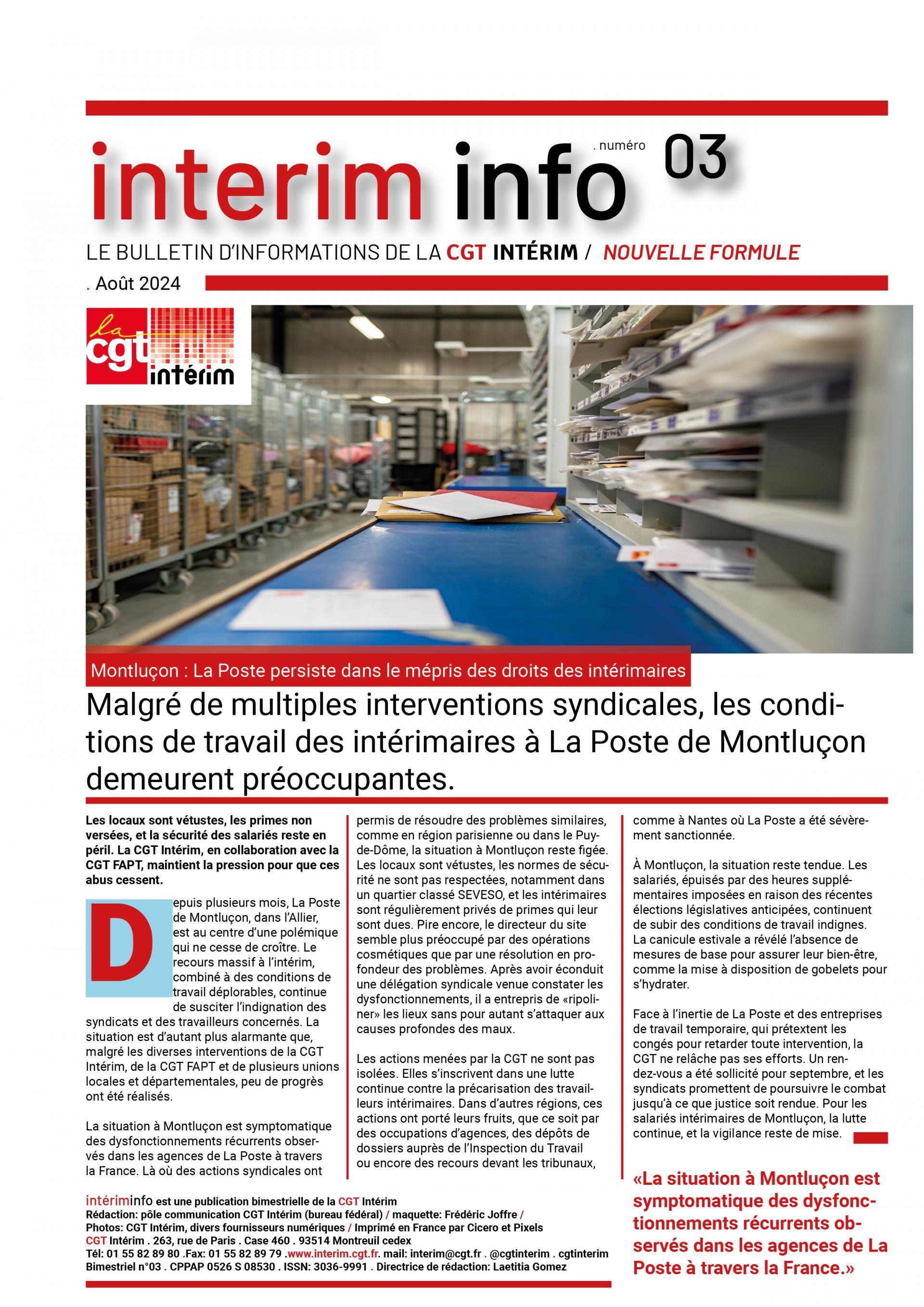 Intérim Infos n°3, le bulletin d'informations de la CGT Intérim est paru.