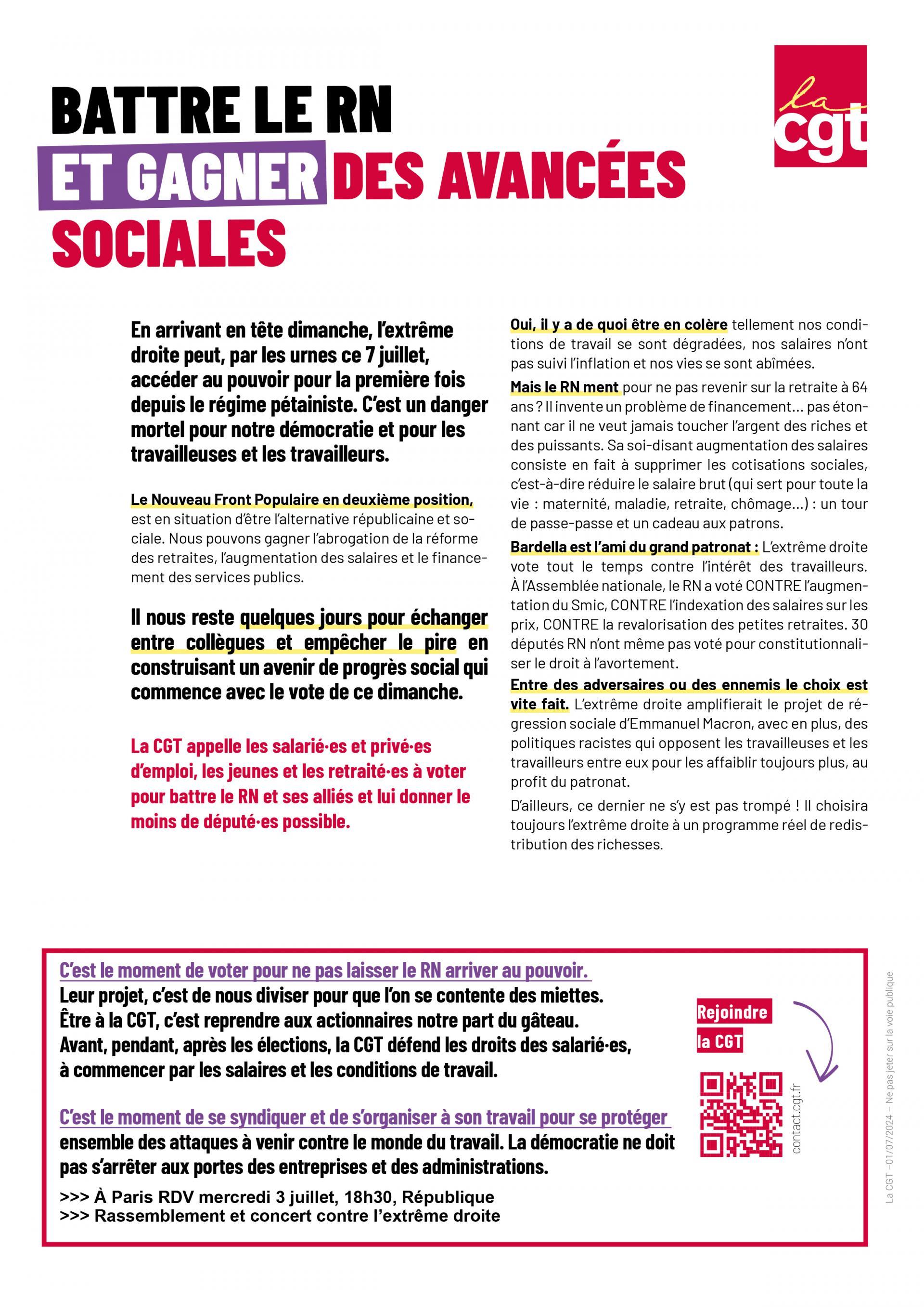 Battre le RN et gagner des avancées sociales !