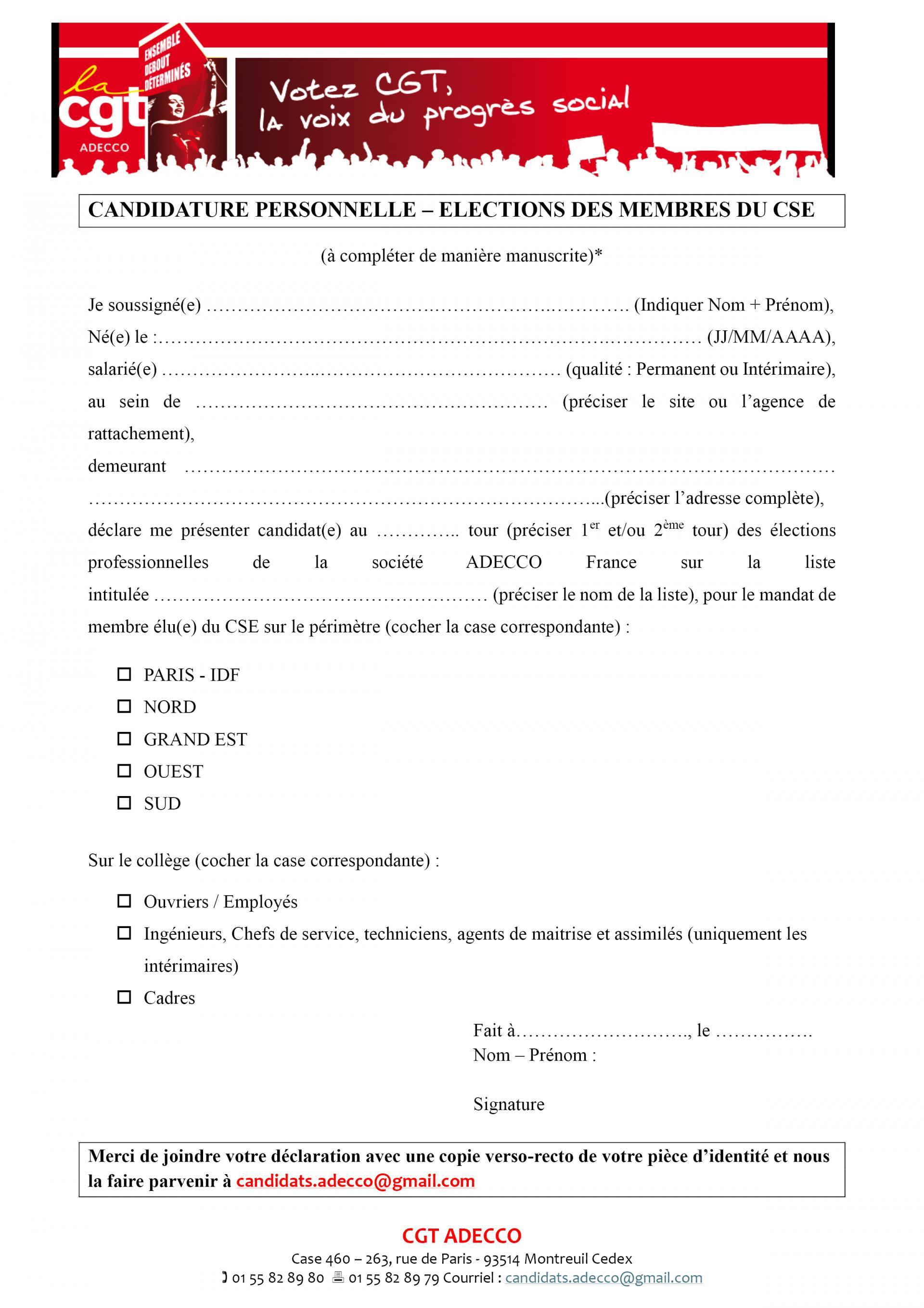Tu as récemment contacté la CGT Adecco? Tu veux t'impliquer d'avantage? Voici la newsletter élections de la CGT Adecco. Syndique toi et candidate sur nos listes avant le 23 Novembre.